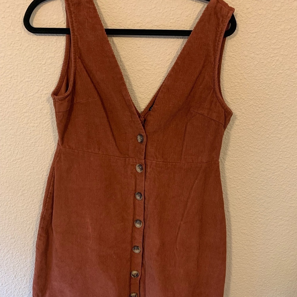 Rust V Neck corduroy dress western festival concert cowgirlcore rodeo 90’s y2k